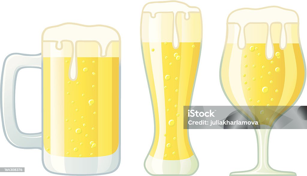Vários copos de cerveja - Royalty-free Aberto arte vetorial
