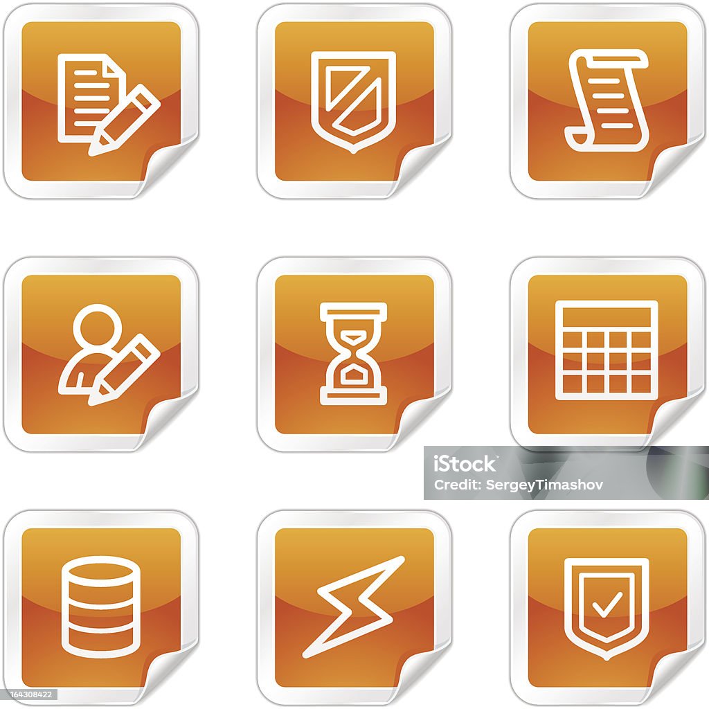 База данных веб-иконки, оранжевый глянцевый стикер series - Векторная графика База данных роялти-фри
