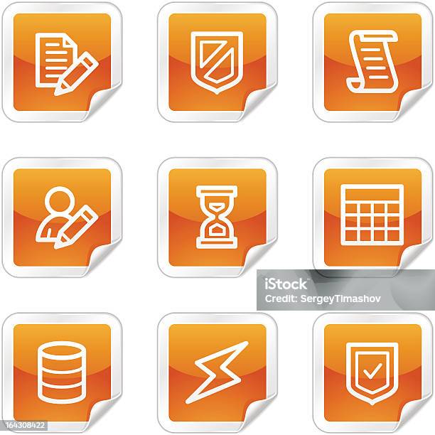 База Данных Вебиконки Оранжевый Глянцевый Стикер Series — стоковая векторная графика и другие изображения на тему База данных