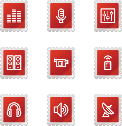 Media Icons Red Stamp Series Stock Illustration - Download Image Now
