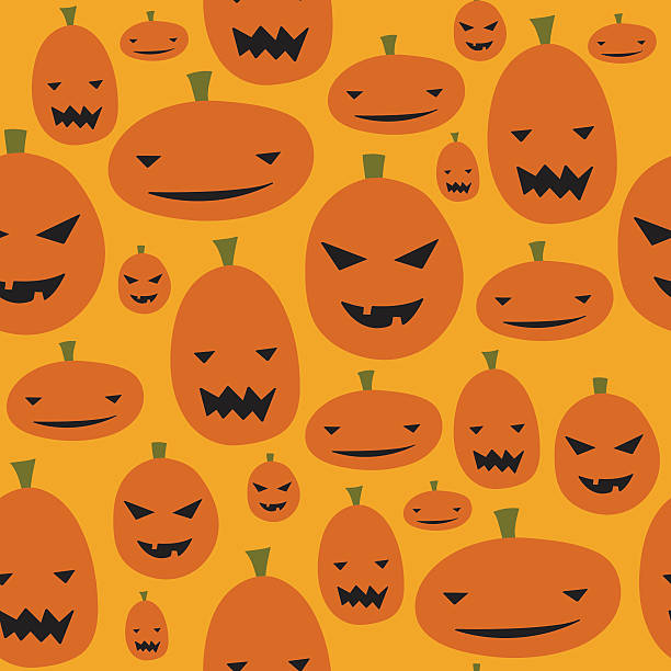 Halloween Jack-o-lantern Pumpkin Seamless Background Pattern vector art illustration