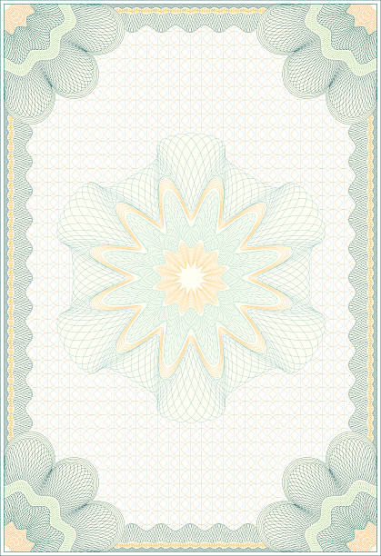 ilustrações, clipart, desenhos animados e ícones de vetor gravados guilhoché diploma - backgrounds watermark floral pattern scroll shape