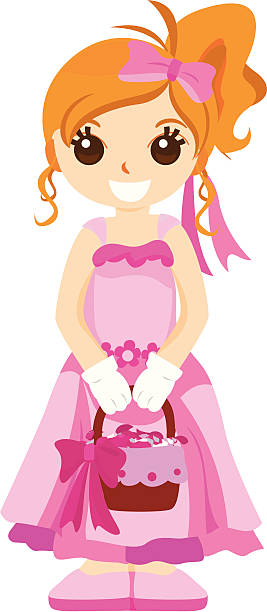 Flower Girl vector art illustration