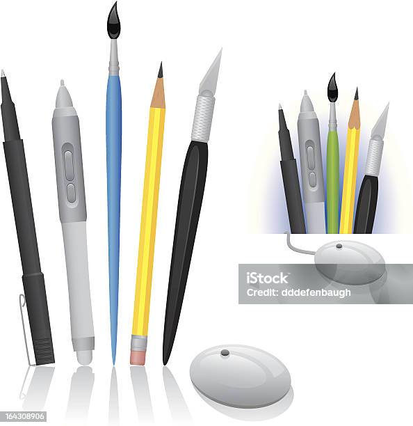 Artist Tools Of The Trade Stock Illustration - Download Image Now - Art And Craft, Art and Craft Equipment, Ballpoint Pen