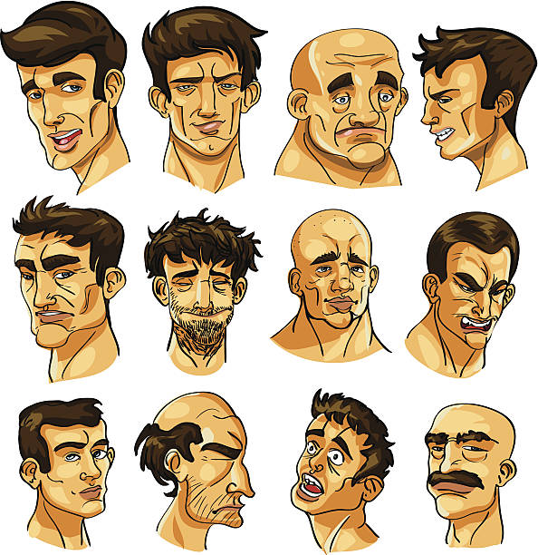 ilustraciones, imágenes clip art, dibujos animados e iconos de stock de la competencia - men old human eye beard