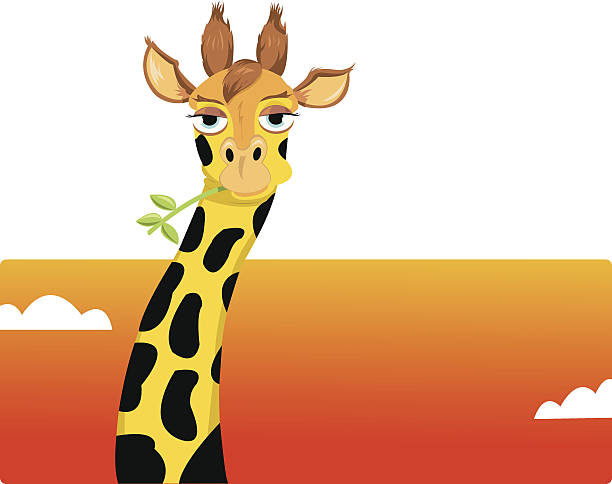 Funny Giraffe Horizontal vector art illustration