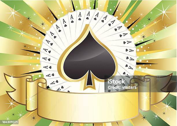 Spade Suit Gold Banner Stock Illustration - Download Image Now - Ace Of Spades, Black Color, Ace