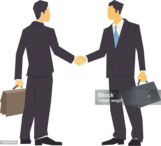 Двое Мужчин Трясти Руки — стоковая векторная графика и другие изображения на тему Бизнес - Бизнес, Бизнесмен, Близость