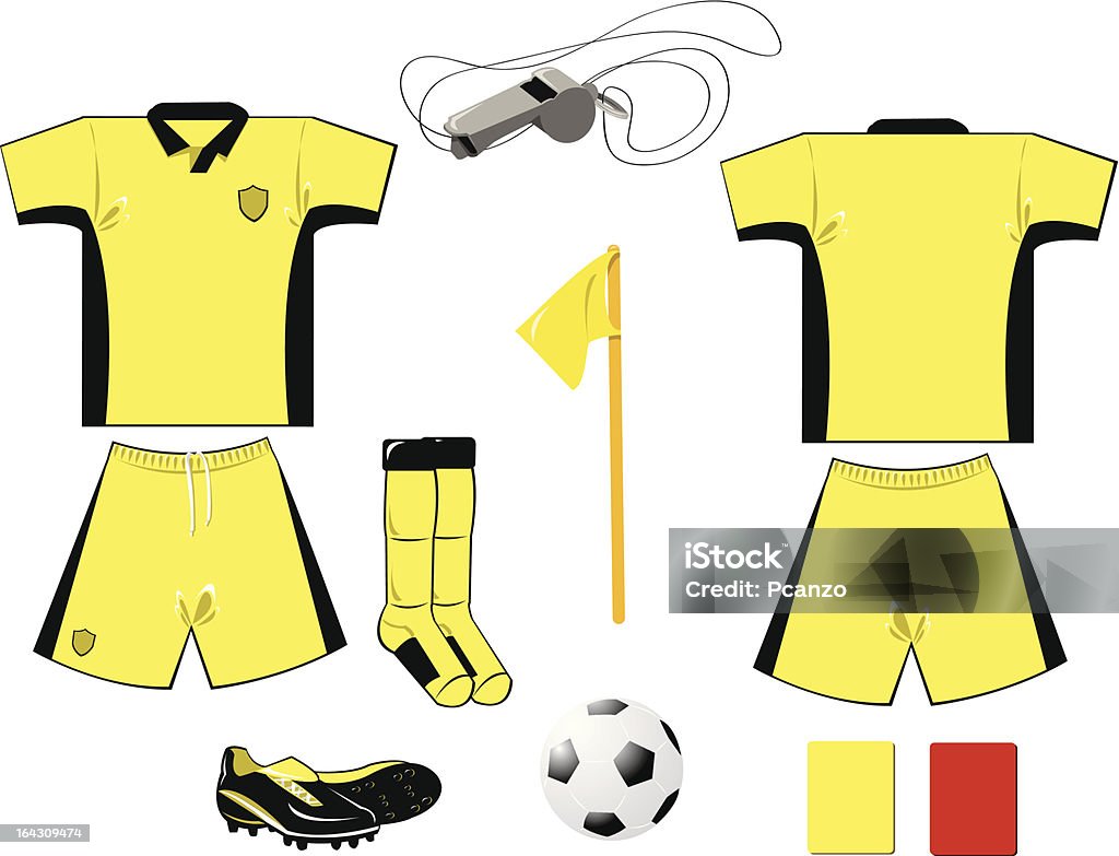 Giallo arbitro attrezzature - arte vettoriale royalty-free di Abbigliamento