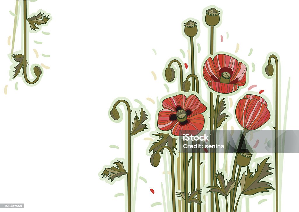 Il red poppys - arte vettoriale royalty-free di Arabesco - Motivo ornamentale