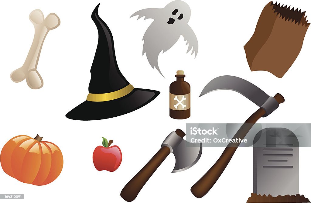 Halloween zestaw 1 - Grafika wektorowa royalty-free (Cmentarz)