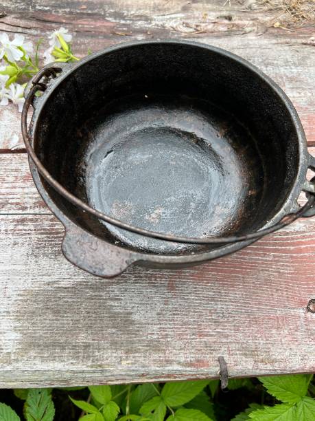 istock Vintage Cast Iron Black Cooking Pot 1643100975