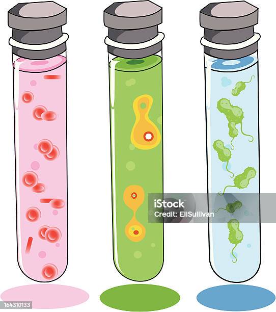 Drei Reagenzgläser Stock Vektor Art und mehr Bilder von Bakterie - Bakterie, Blut, Bluttest