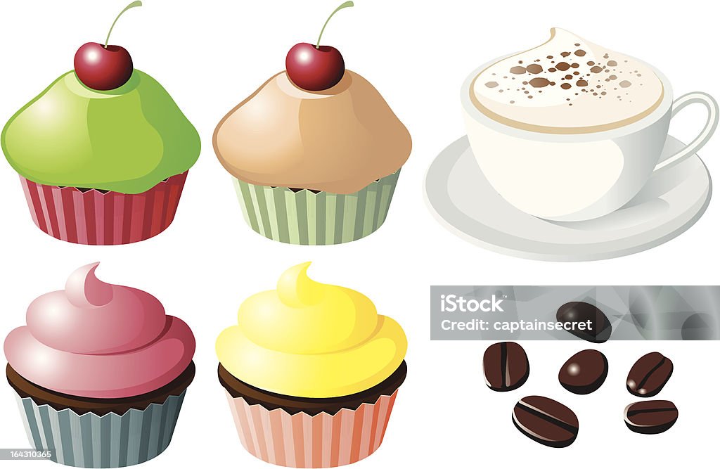 Cupcakes & café - arte vectorial de Alcorza libre de derechos