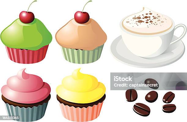 Ilustración de Cupcakes Café y más Vectores Libres de Derechos de Alcorza - Alcorza, Alimento, Amarillo - Color