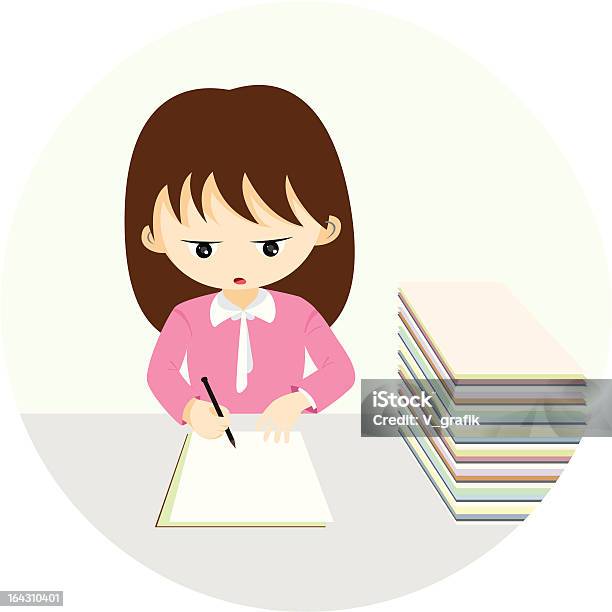 Officeciężko Pracująca Dziewczyna - Stockowe grafiki wektorowe i więcej obrazów Azjaci - Azjaci, Biuro, Biznes