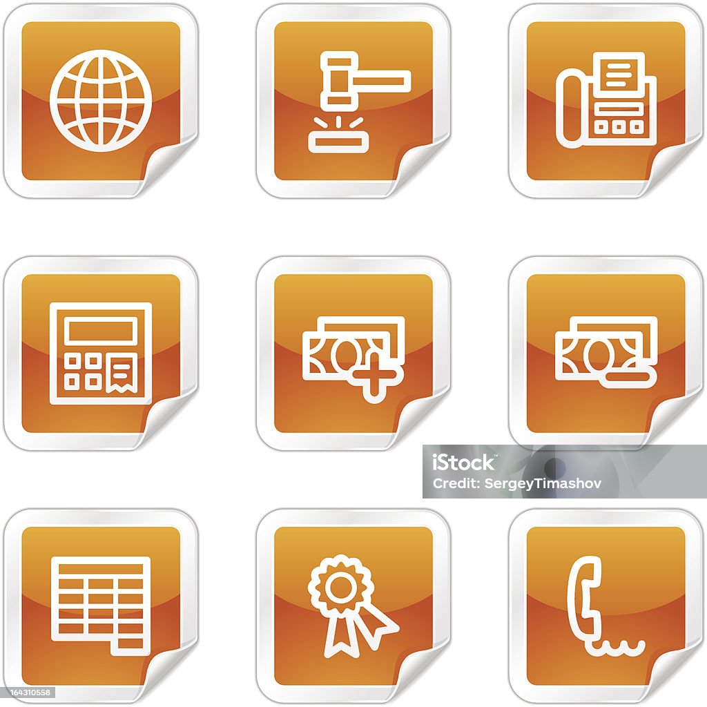 Finanzen und zwei web-icons, orange glänzend sticker series - Lizenzfrei Bankgeschäft Vektorgrafik