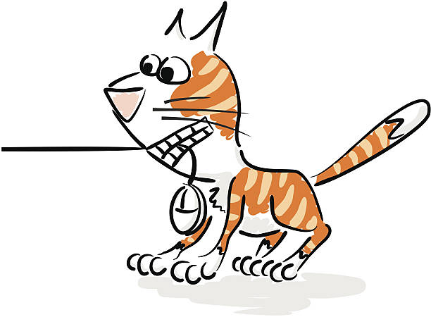 ilustrações, clipart, desenhos animados e ícones de vetor. gato vermelho com mouse de dentes - mouse computer mouse pets white background