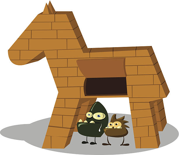 Trojan horse vector art illustration