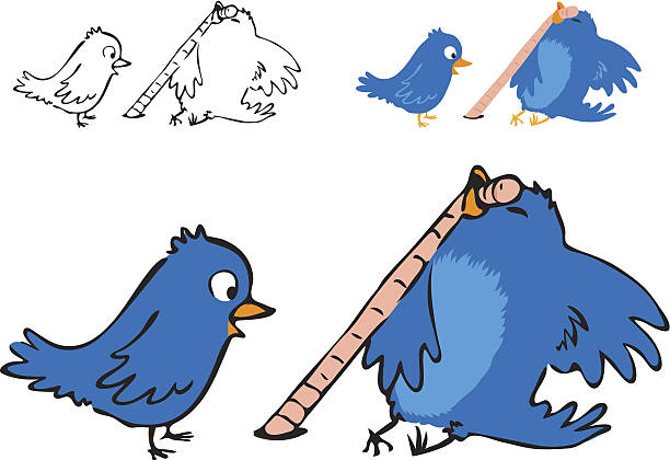 Little Birds: Wormcatching vector art illustration