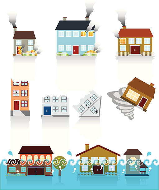 House Vector Icon (shocked by the disaster) vector art illustration