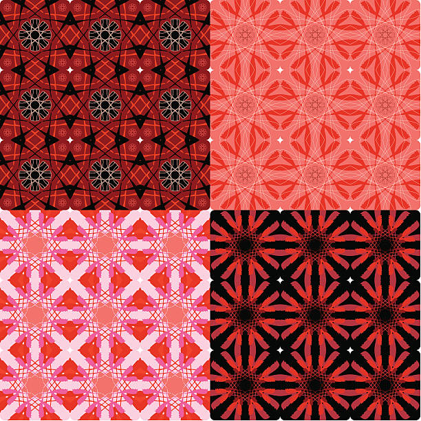 Four Unique Vintage Seamless Tile Patterns vector art illustration