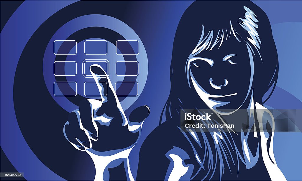 Virtual Girl Blue Stock Illustration - Download Image Now - Coding.