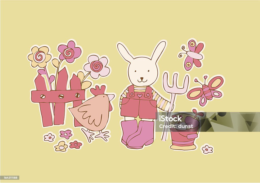 Ogrodnictwo rabbit - Grafika wektorowa royalty-free (Czerwony)