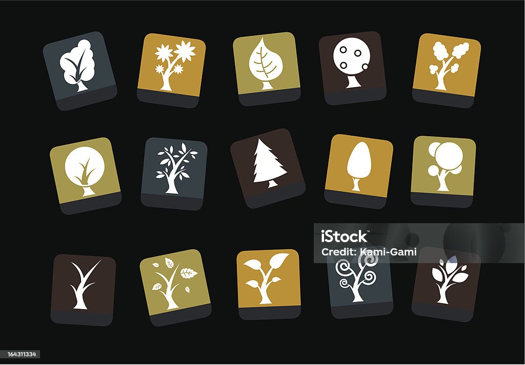 Ícone conjunto de árvores - Royalty-free Botão - Estágio de flora arte vetorial