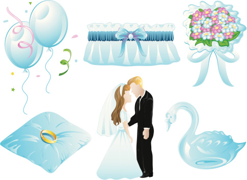 Illustrations of different wedding design icons.