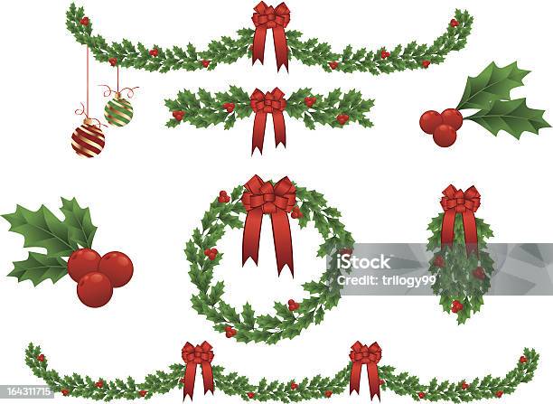 Guirlandes De Noël Vecteurs libres de droits et plus d'images vectorielles de Boule de Noël - Boule de Noël, Brillant, Collier de fleurs