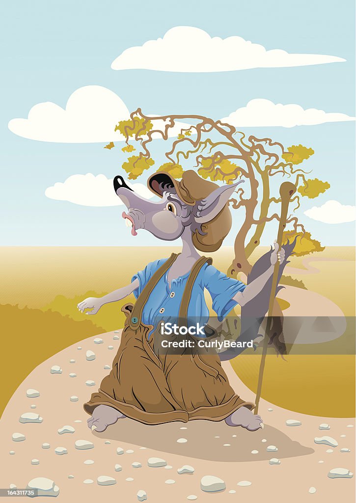 Wolf in field Illustration of wolf standing in the field with a stick. Agricultural Field stock vector
