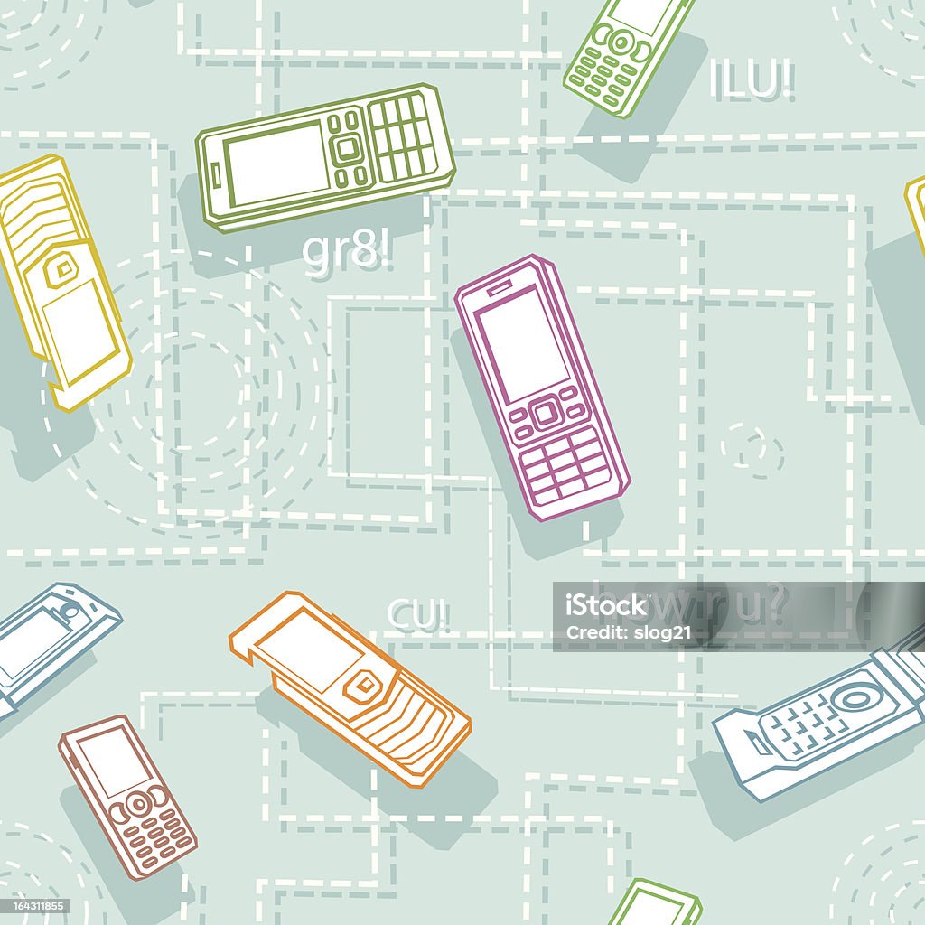 Мобильные телефоны Бесшовная текстура мультяшный стиль - Векторная графика Абстрактный роялти-фри