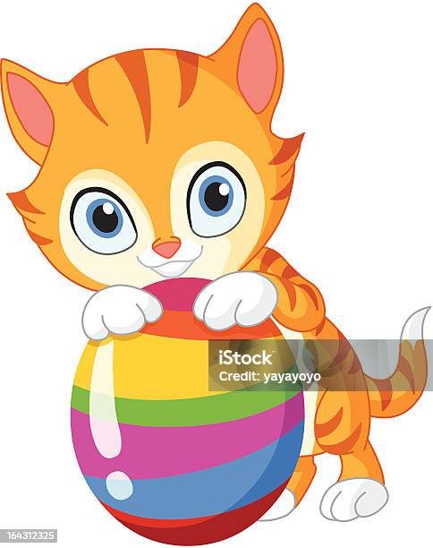 Kitten With Egg Easter Stock Illustration - Download Image Now - Animal, Anthropomorphic Smiley Face, Cartoon