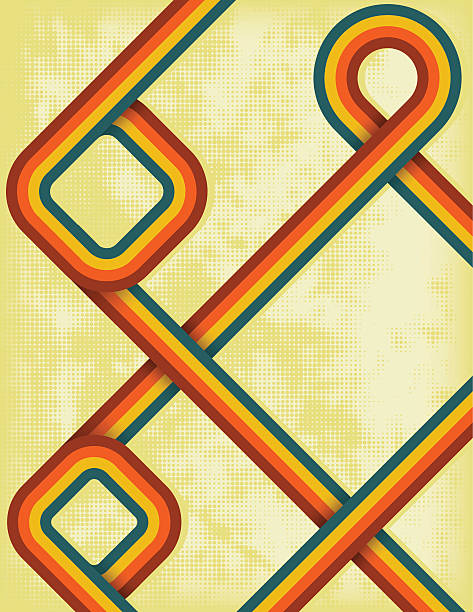 Retro style rainbow design against a yellow background vector art illustration