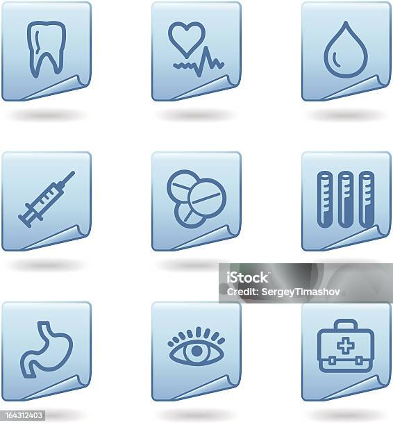 Medicina Icone Serie Blu Adesivo - Immagini vettoriali stock e altre immagini di Addome - Addome, Analizzare, Appiccicoso