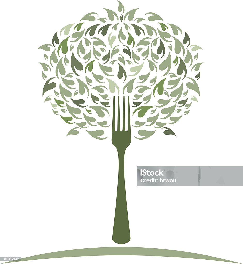 Salad Fork Tree Symbolic design to represent a salad fork, tree, and wholesome organic lifetyle. Abstract stock vector