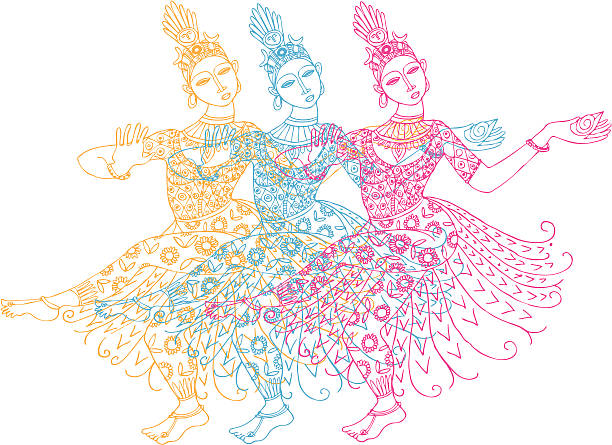 Trois danseurs indien - Illustration vectorielle