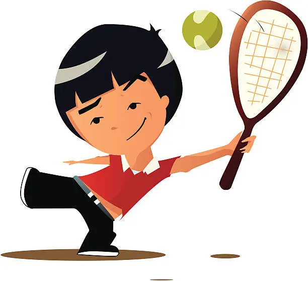 Vector illustration of Boy playing tennis