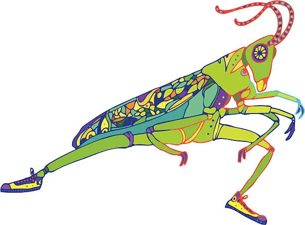 Vector illustration of Grasshopper in Sneakers
