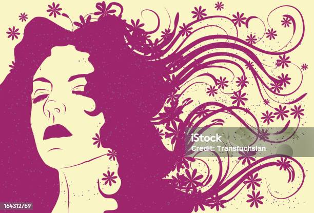 Visage De Femme Avec De Longs Cheveux Abstrait Fluide Vecteurs libres de droits et plus d'images vectorielles de Femmes