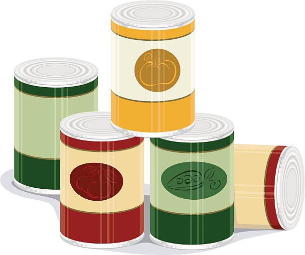 Graphic of pile of canned goods a vector illustration of several canned foods food bank vector stock illustrations