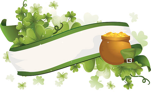 st patrick wstążki-wektor - clover ribbon march northern ireland stock illustrations