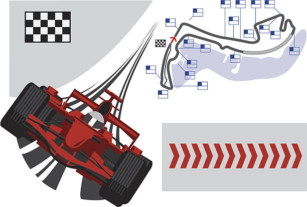 Post Monaco open-wheel single-seater racing car Grand Prix vector art illustration