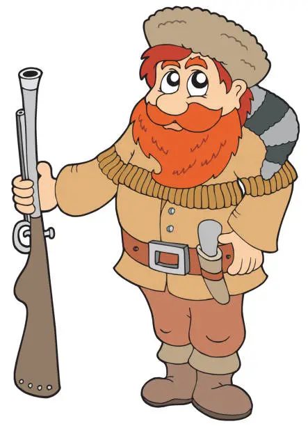 Vector illustration of Cartoon trapper