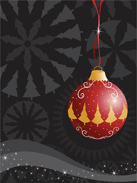 Boule de Noël sur fond noir - Illustration vectorielle