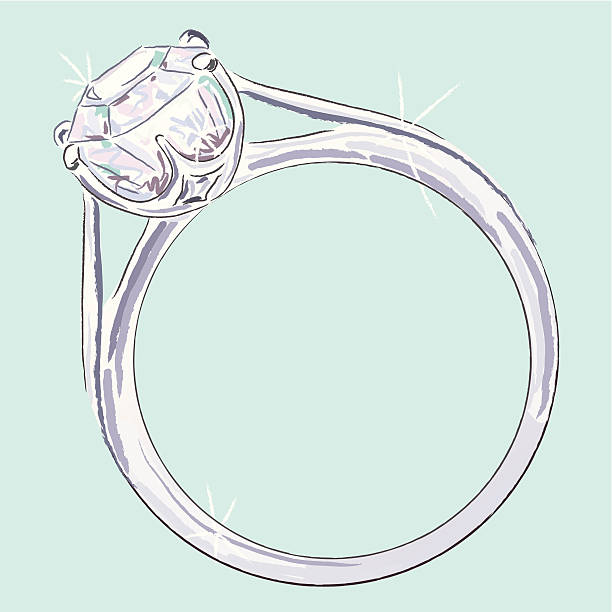 Diamond Ring Hand drawn illustration of diamond ring.Drawn in Illustrator with charcoal brush to make it look like traditional pastel drawing. diamond ring clipart stock illustrations