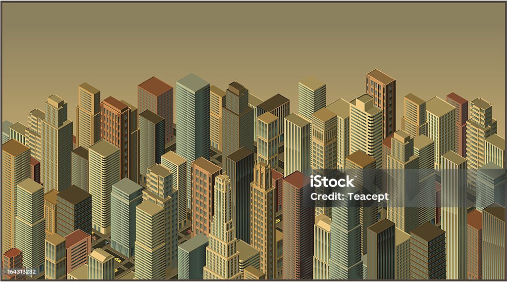 metropolis- isometric perspective- vetor - Vetor de Projeção isométrica royalty-free