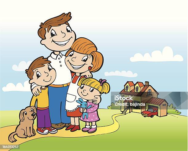Happy Family Stock Illustration - Download Image Now - Anthropomorphic Smiley Face, Brother, Car