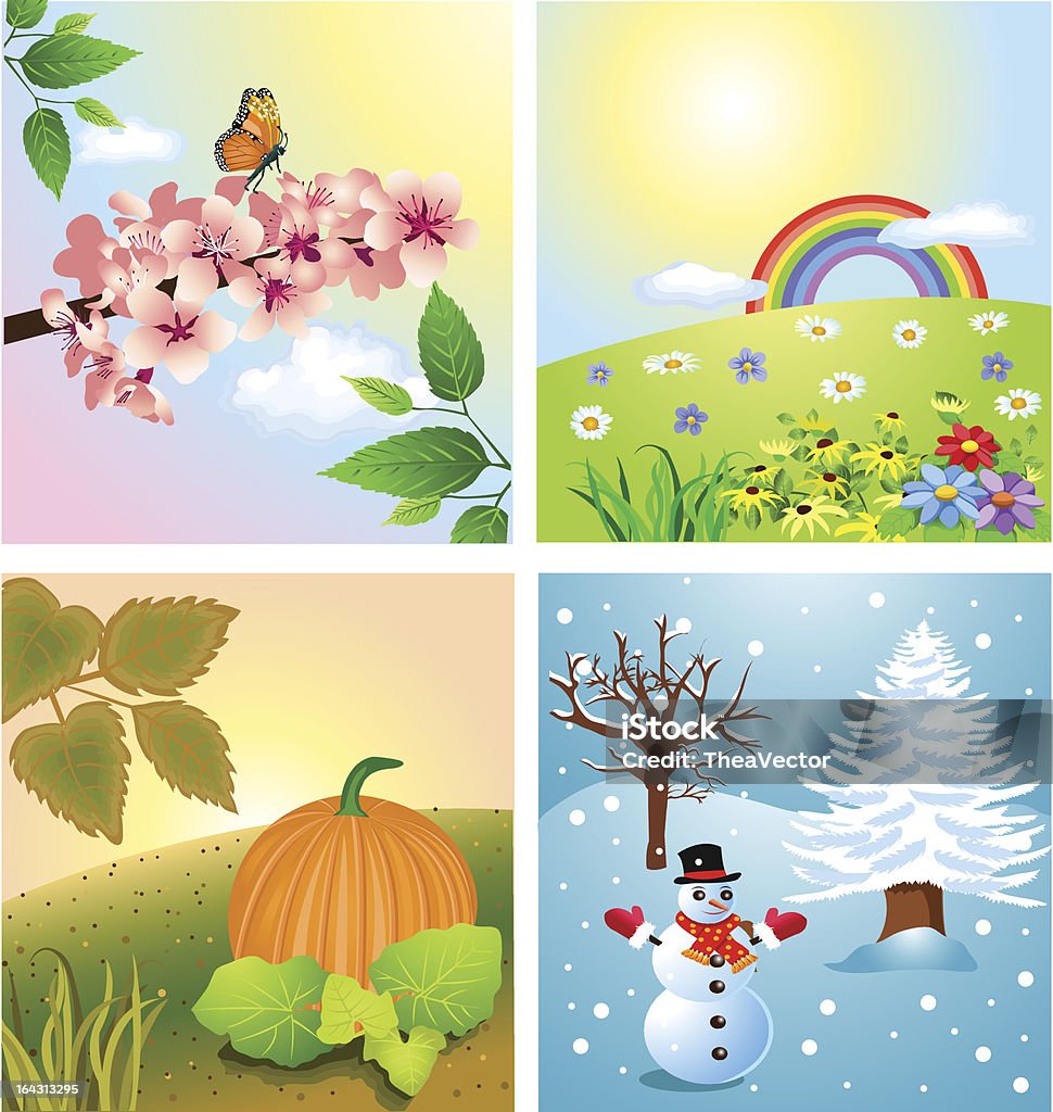 Les Four Seasons - clipart vectoriel de Arbre libre de droits